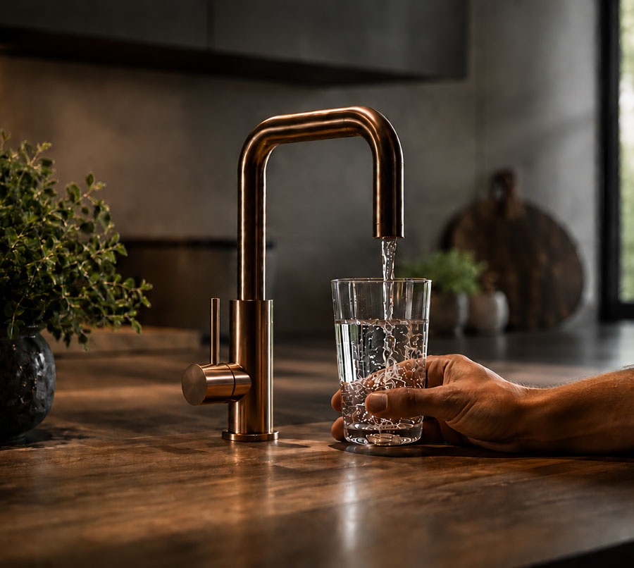 Edle Küche mit hochwertigem Trinkwasser
